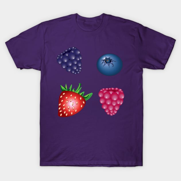 Mixed Berries Pattern T-Shirt by hannahnking